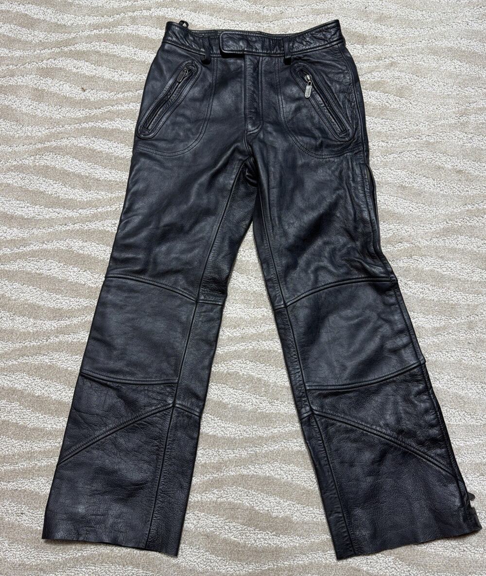Harley-Davidson Leather Pants Woman’s 28 Black Motorcycle Biker Riding Lined